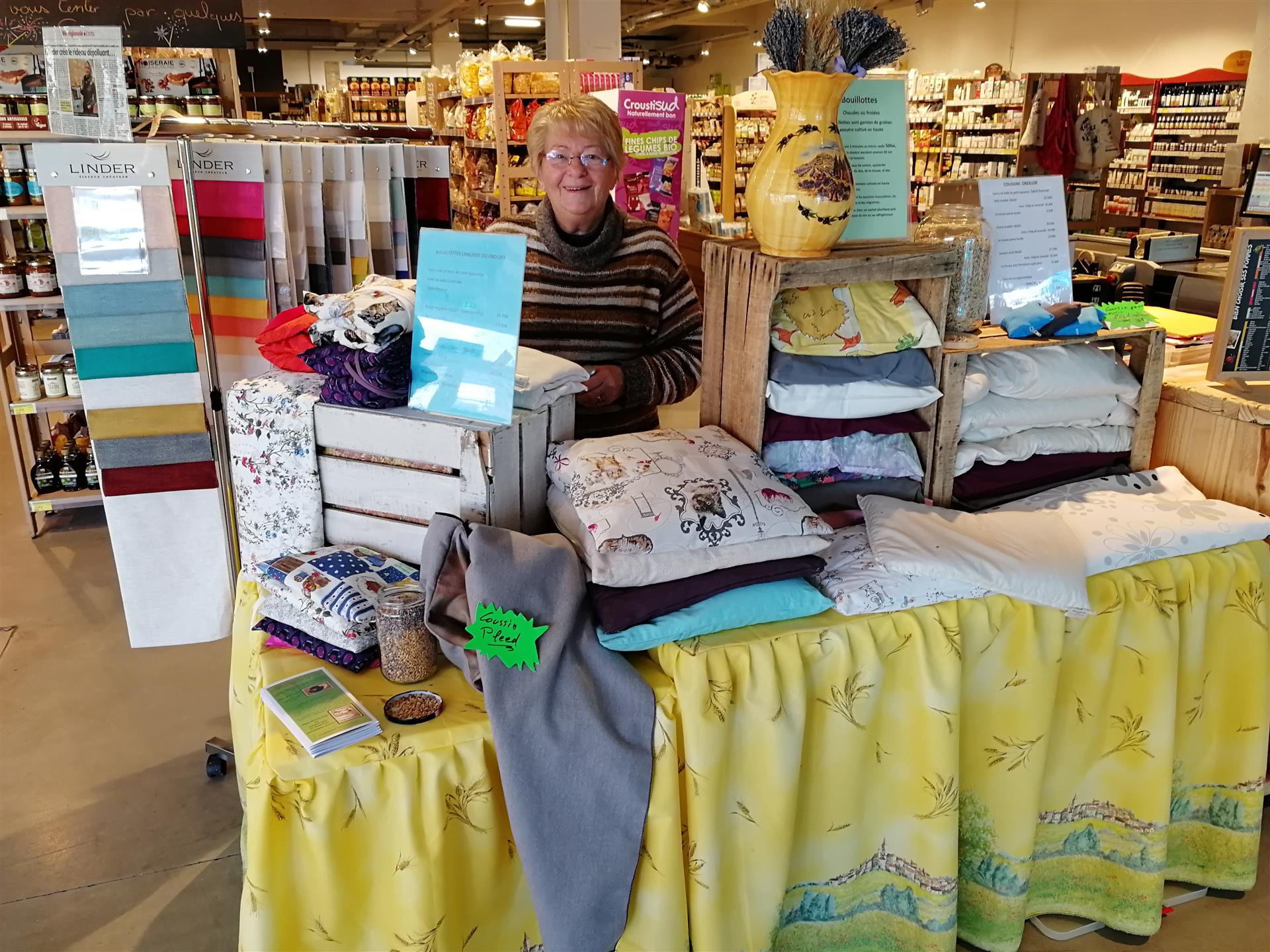 Exposition/vente coussins oreillers et bouillottes en petit épeautre bio Exposition/vente coussins oreillers et bouillottes en petit épeautre bio